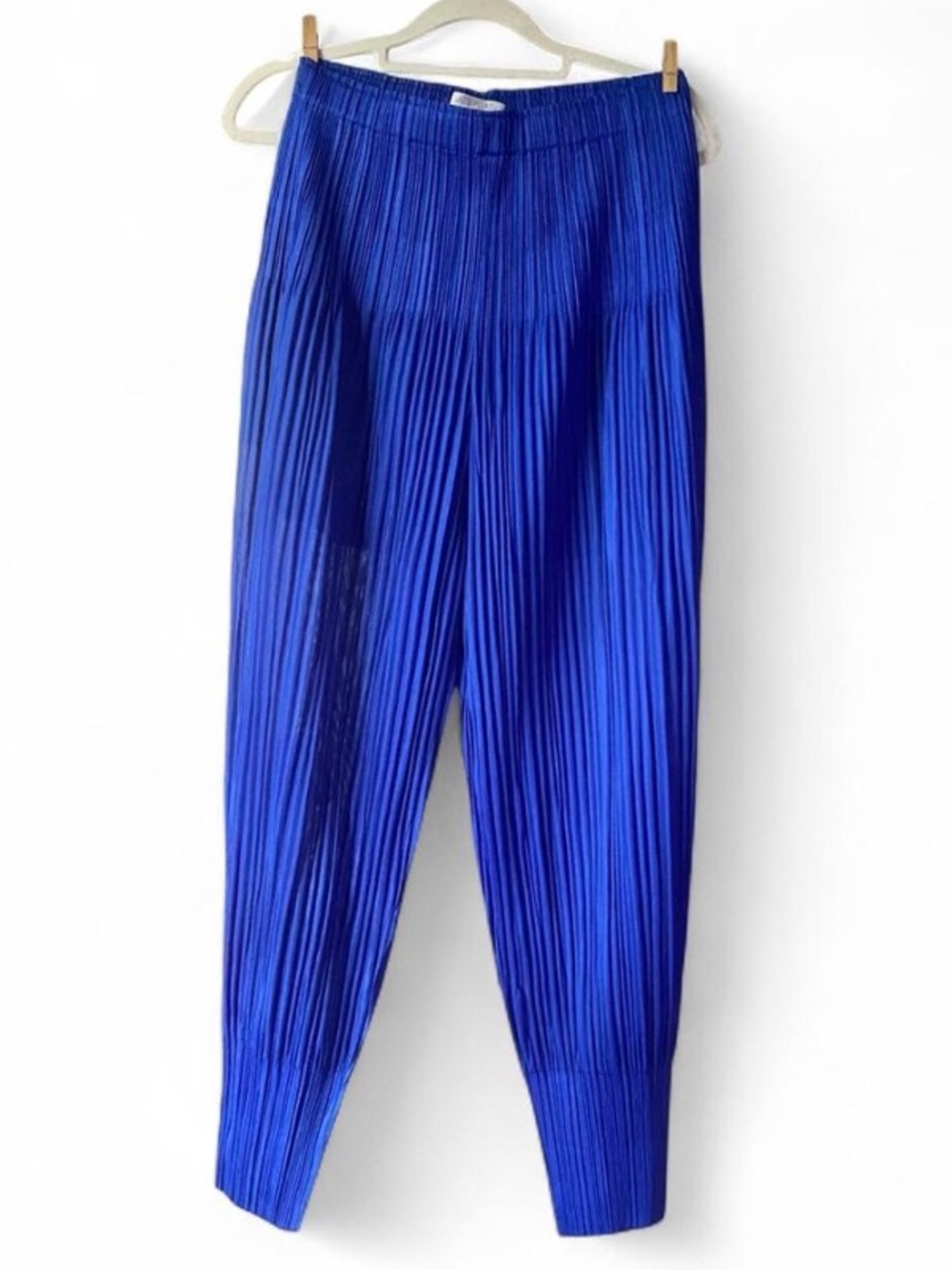 Issey Miyake Electric Blue Pleated Track Pants SZ 5 L/XL